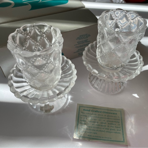 PartyLite Quilted Crystal Votive Candle Holder Pair In Original Box P9246 - Picture 3 of 6